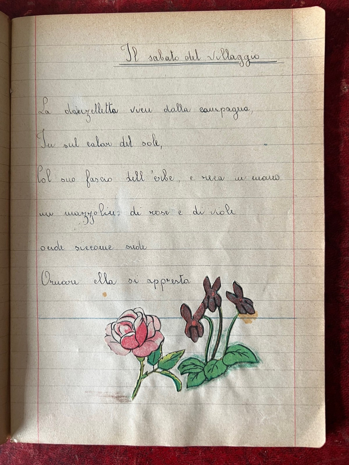 QUADERNO VINTAGE PRIMI '900 POESIE , ALPINISMO, LEOPARDI, MANZONI , DE AMICIS