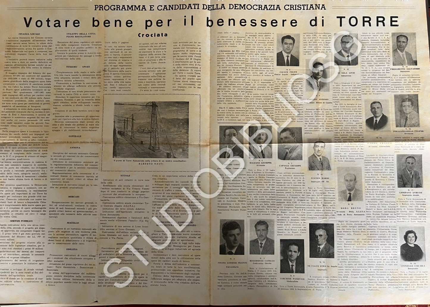 TORRE ANNUNZIATA IL PICCONE 1962 NUMERO UNICO DEMOCRAZIA CRISTIANA ELEZIONI FOTO