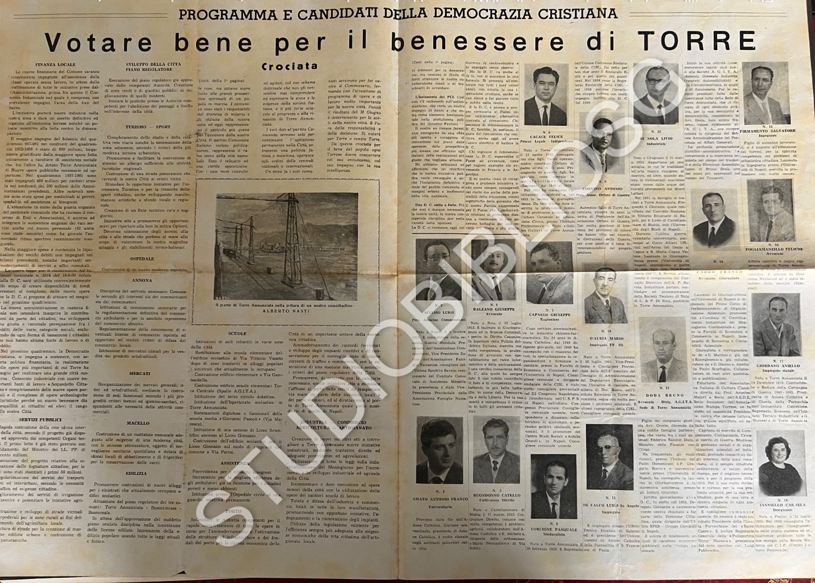 TORRE ANNUNZIATA IL PICCONE 1962 NUMERO UNICO DEMOCRAZIA CRISTIANA ELEZIONI FOTO