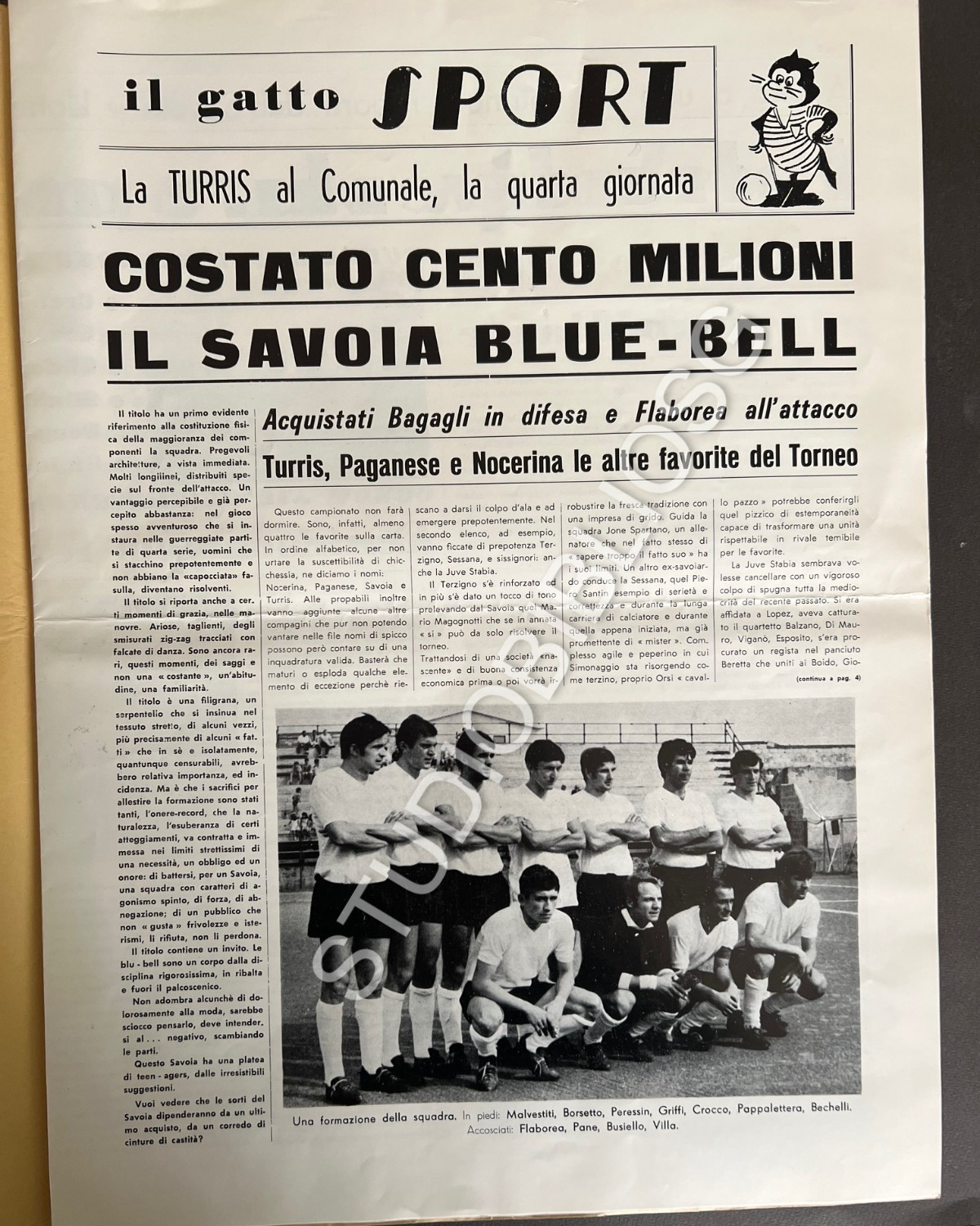 TORRE ANNUNZIATA IL GATTO 1969 MENSILE ATTUALITA' SPORT CALCIO TURRIS SAVOIA