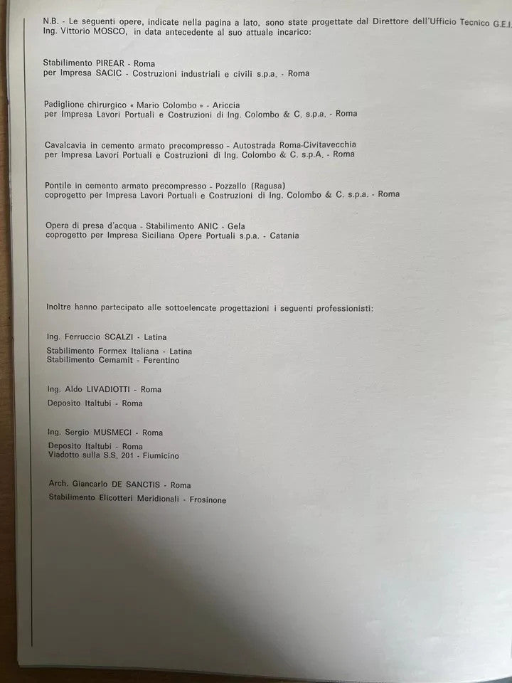 GE. I. GENERALE INGEGNERIA 1966 CATALOGO OPERE , INGEGNERIA ARCHITETTURA