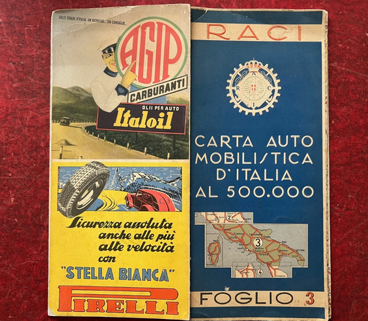RACI CARTA AUTOMOBILISTICA D'ITALIA FOGLIO 3 CENTRO SUD - 1939 DE AGOSTINI