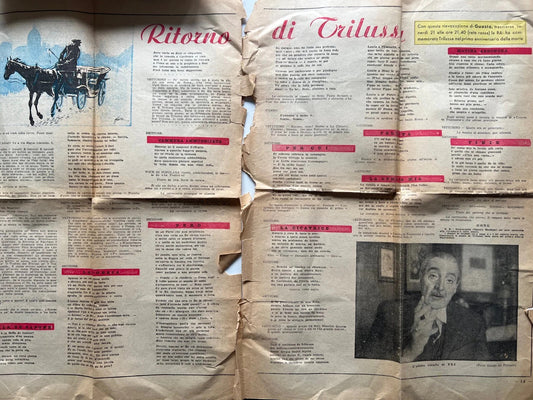 TRILUSSA 1951 CAFFE' CONCERTO GIORNALE IL TRAVASO PRIMO ANNIVERSARIO DELLA MORTE