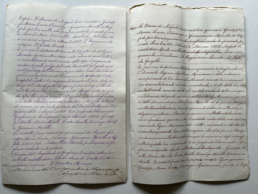 Banco di Napoli Fede di credito 1883 , 2 Manoscritti Giugliano