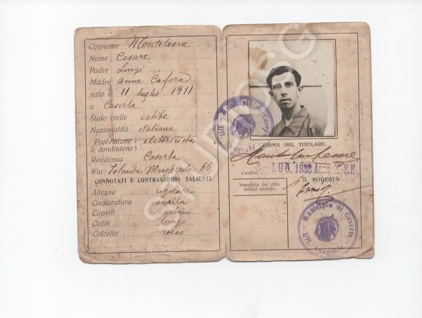 1932 REGNO D'ITALIA CARTA D'IDENTITA' CASERTA VENTENNIO