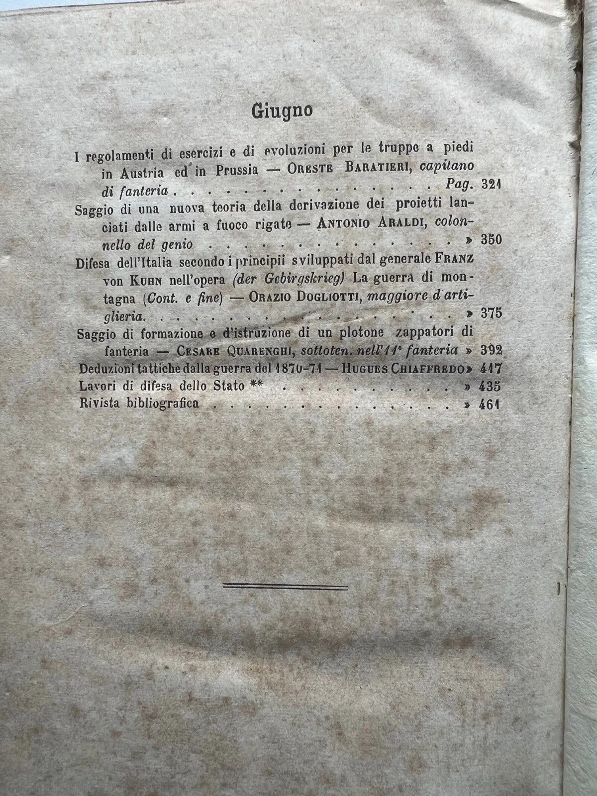 RIVISTA MILITARE ITALIANA ROMA 1873 RACCOLTA MENSILE DELL' ESERCITO ITALIANO