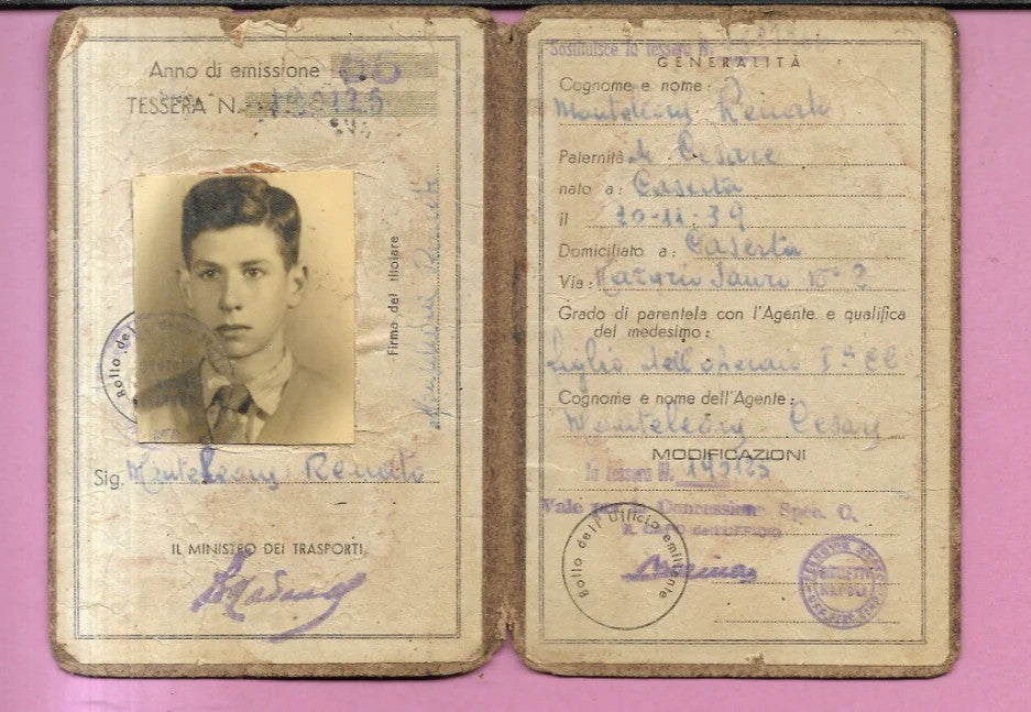 1955 TESSERA DI RICONOSCIMENTO FERROVIE DELLO STATO MINISTERO TRASPORTI RAGAZZO