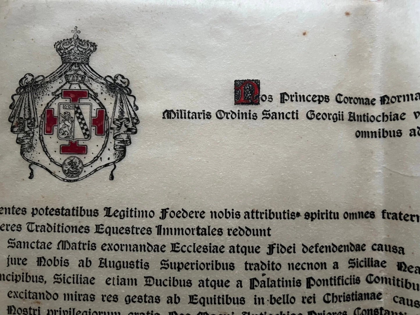 Diploma Ordine di San Giorgio d’Antiochia Cavaliere della Stella al Merito 1951