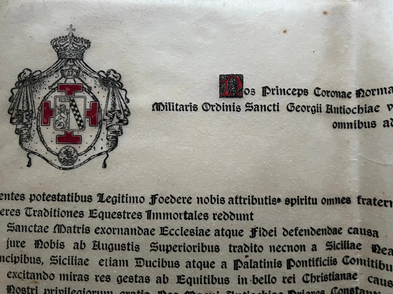 Diploma Ordine di San Giorgio d’Antiochia Cavaliere della Stella al Merito 1951