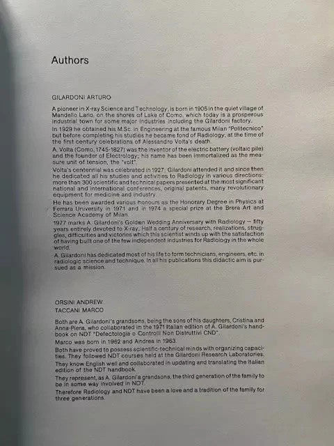 Gilardoni Handbook Nondestructive testing NDT + X-Rays in Art - 2 volumi