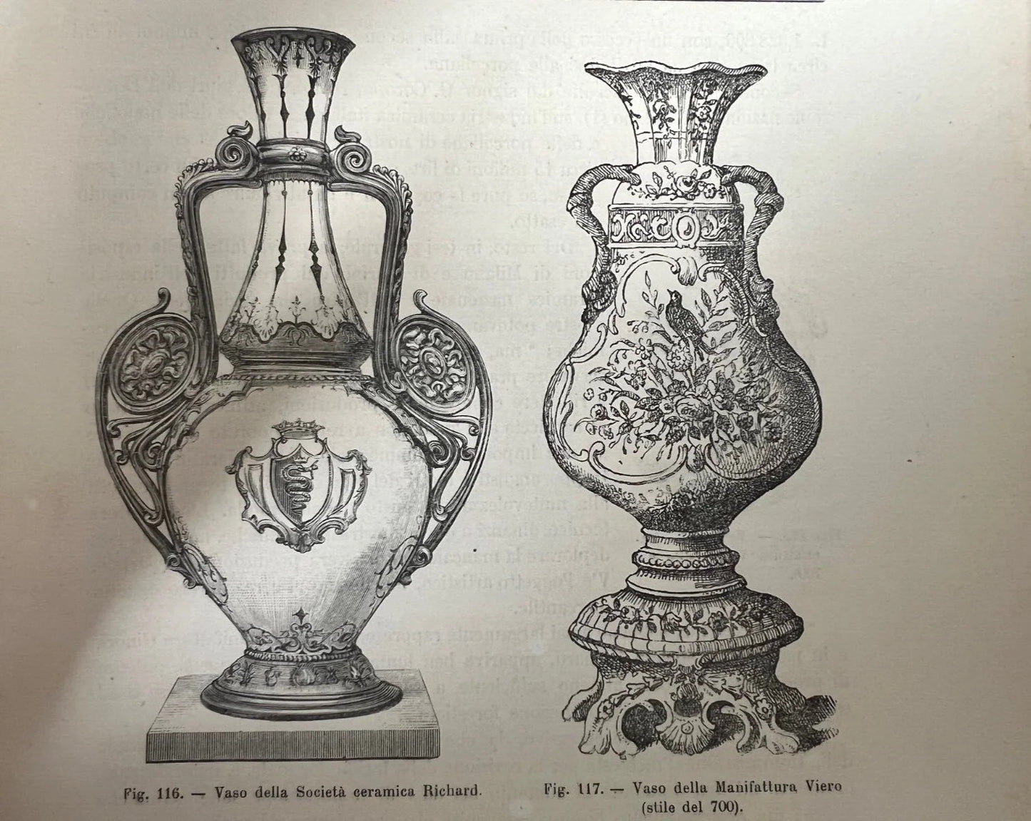 STAMPA 1886 VASI DELLA MANIFATTURA RICHARD E MANIFATTURA VIERO