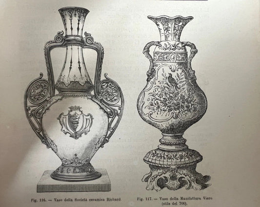 STAMPA 1886 VASI DELLA MANIFATTURA RICHARD E MANIFATTURA VIERO
