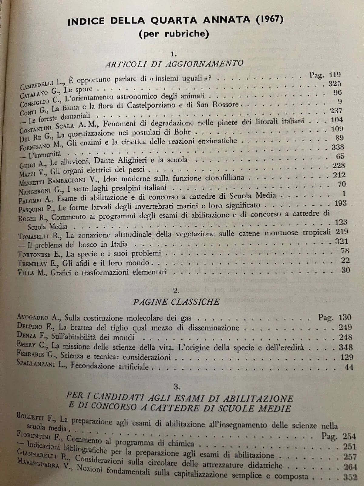 LE SCIENZE E IL LORO INSEGNAMENTO RIVISTA PER DOCENTI E CULTORI 1967 ANNATA COMP