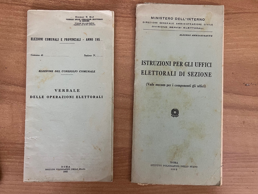 1952 ELEZIONI AMMINISTRATIVE MINISTERO DELL'INTERNO 2 OPUSCOLI ISTRUZIONI ELETT