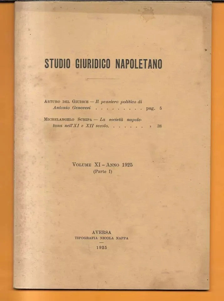 IL PENSIERO POLITICO DI ANTONIO GENOVESI 1925 RIVISTA STUDIO GIURIDICO NAPOLETAN