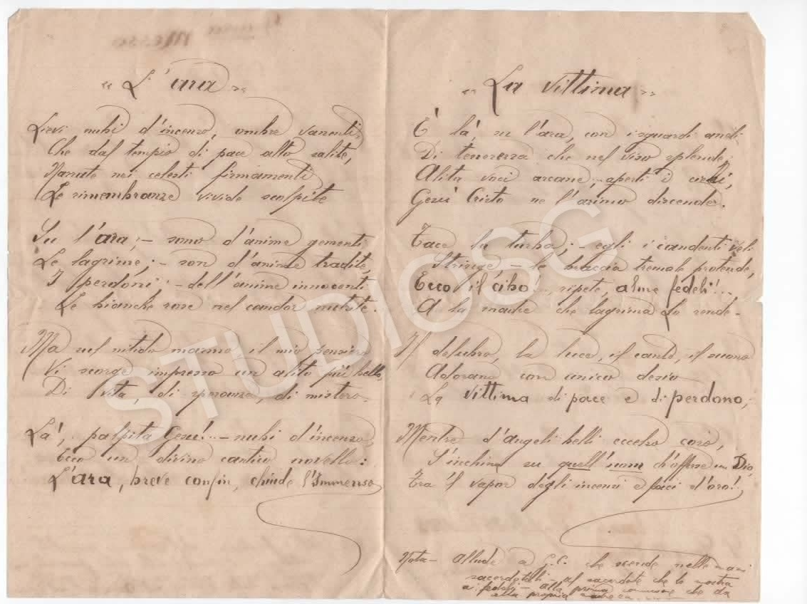 1908 MANOSCRITTO PADRE PERROTTA GIUSEPPE VEROLI SCIFELLI , PRIMA MESSA ,LA CROCE