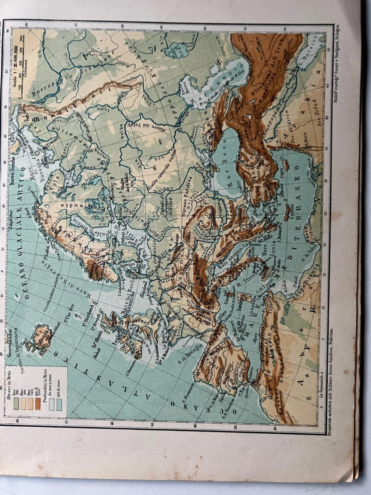 G. CORRADI TESTO ATLANTE DI GEOGRAFIA VOLUME PRIMO REMO SANDRON 1911 F. NONNI