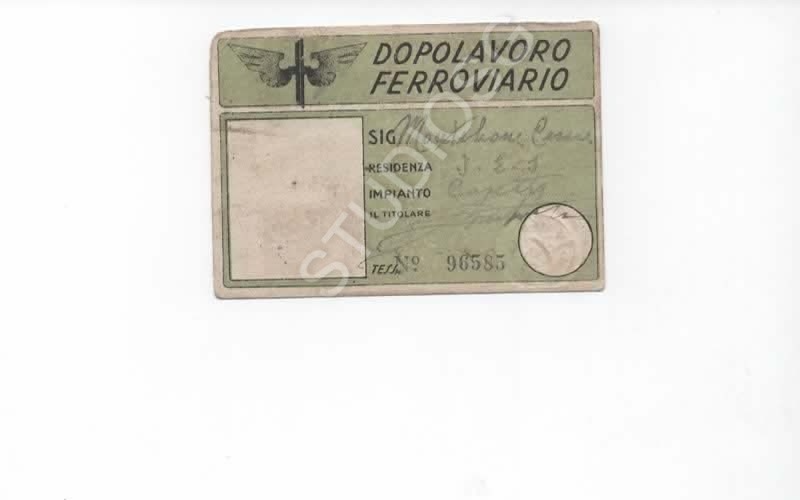 1949 TESSERA DOPOLAVORO FERROVIARIO SEDE DI CASERTA 6 BOLLINI