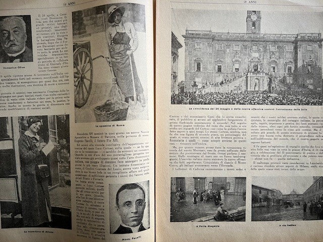RARO LOTTO 6 RIVISTE 50 ANNI, ILLUSTRATO, GUERRA, D'ANNUNZIO, BATTISTI, MARCONI
