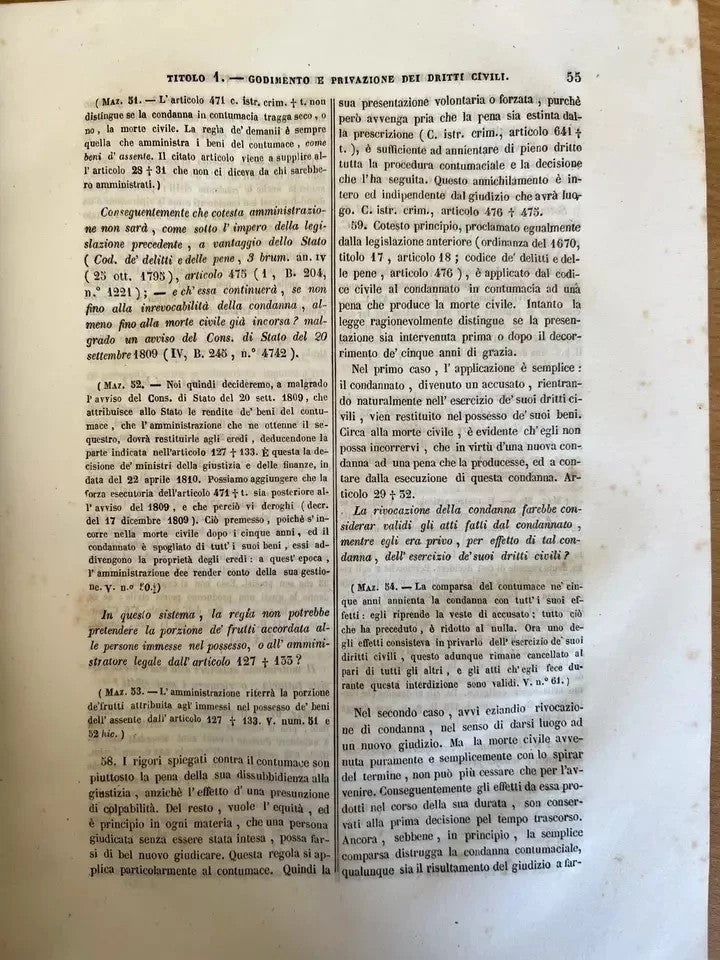 1845 Programma del Corso di Diritto Civile Francese di A. M. Demante Napoli