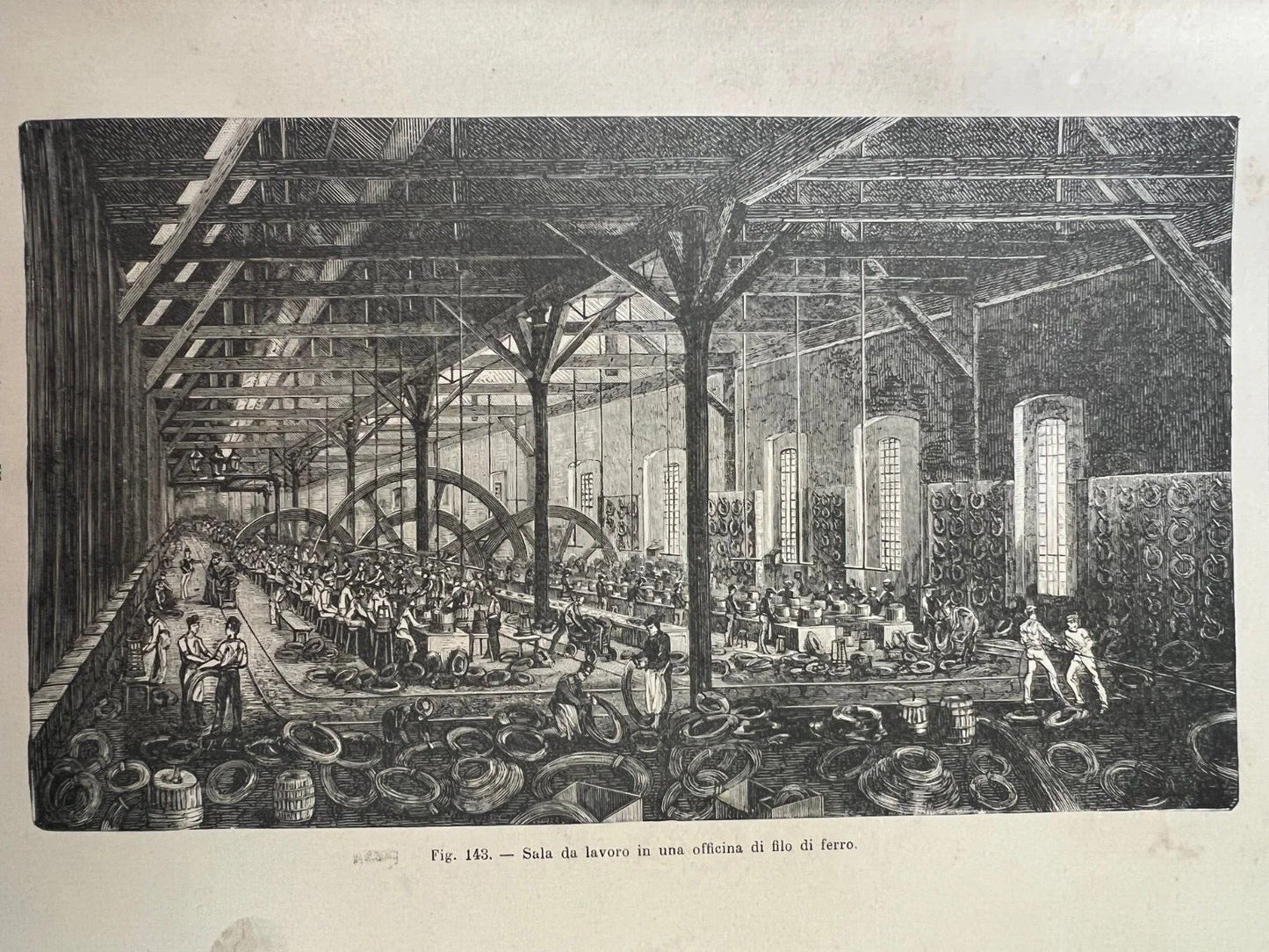 STAMPA 1886 SALA DA LAVORO IN UN OFFICINA DI FILO DI FERRO