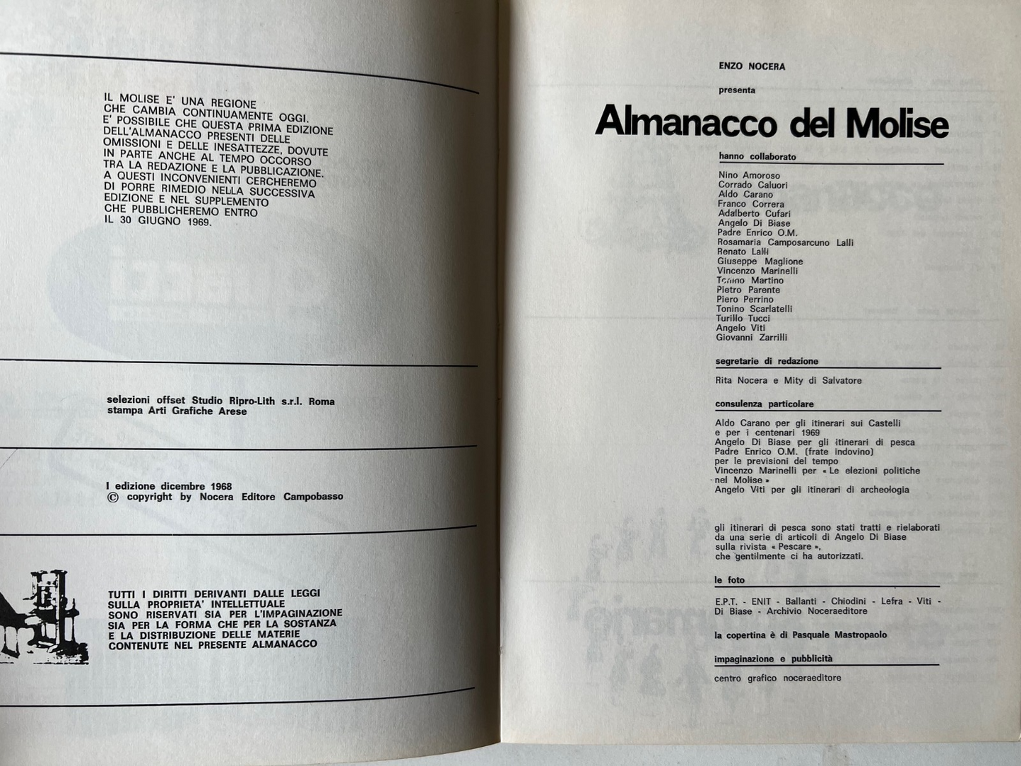 ALMANACCO DEL MOLISE 1969 NOCERA EDITORE ILLUSTRATO