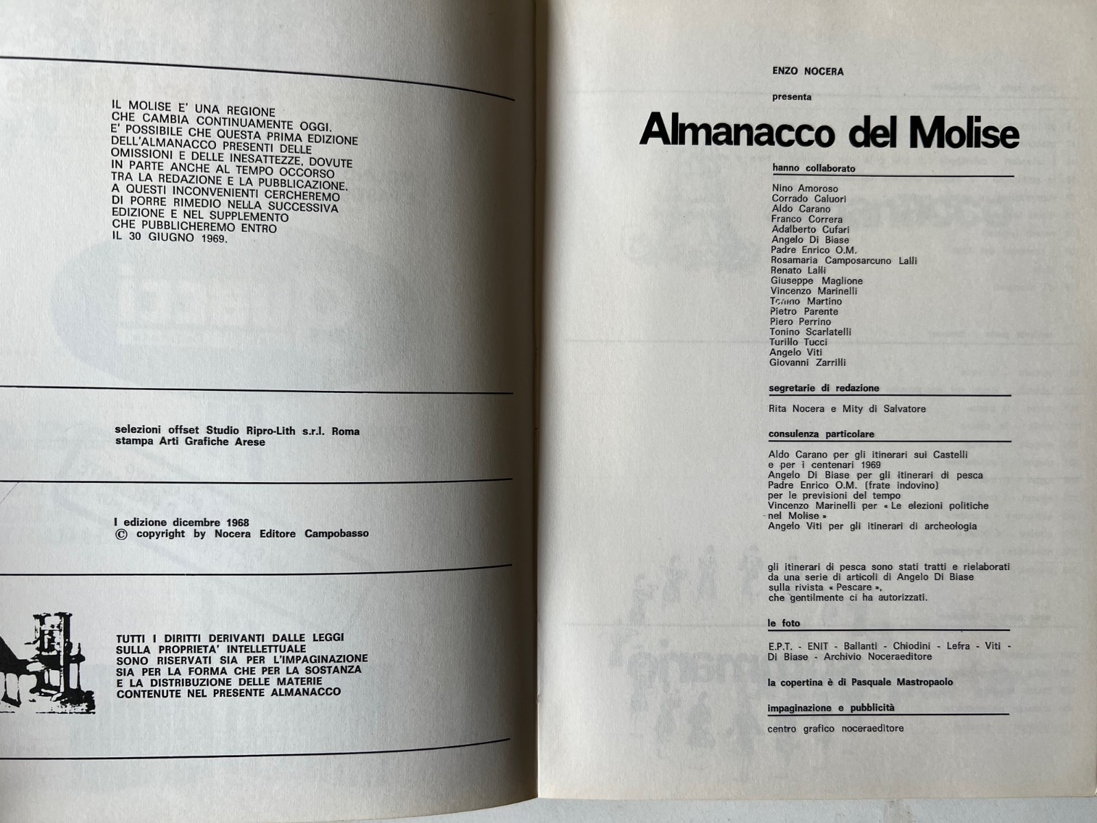 ALMANACCO DEL MOLISE 1969 NOCERA EDITORE ILLUSTRATO