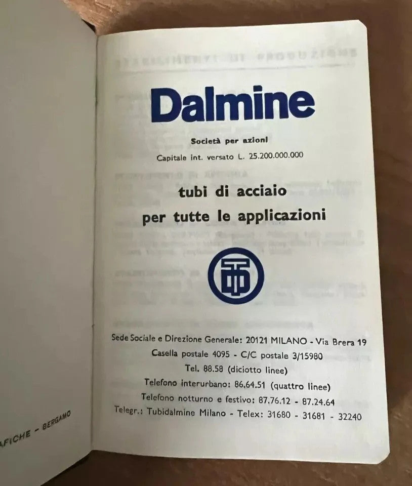 MANUALE TECNICO DALMINE TUBI DI ACCIAIO PER TUTTE LE APPLICAZIONI 1970 INGEGNERI