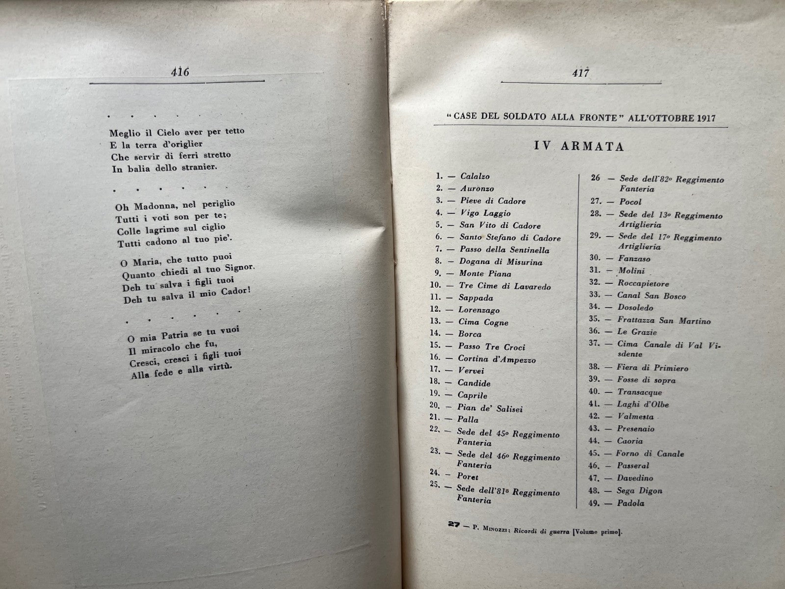 WWI P. GIOVANNI MINOZZI RICORDI DI GUERRA 1956 AMATRICE PRIMA EDIZIONE ILLUSTRA