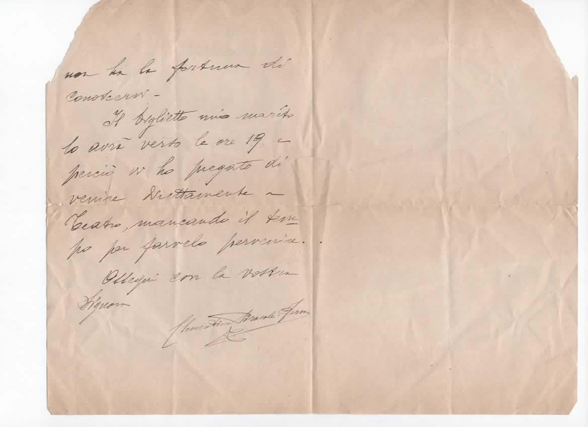 1922 LETTERA REGIO TEATRO SAN CARLO NAPOLI
