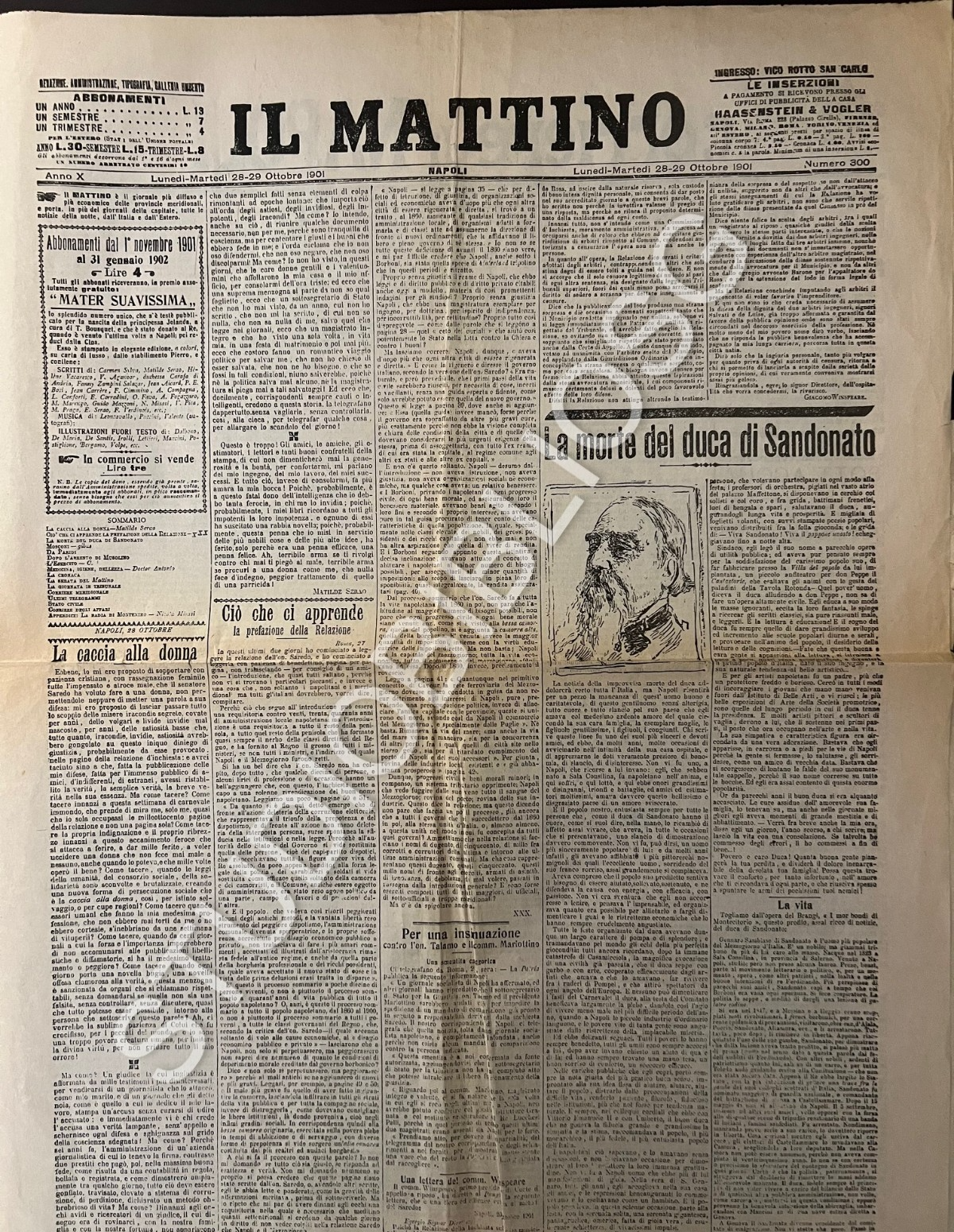 CORRIERE DI NAPOLI - IL MATTINO 1891 - 1901 , 8 PRIME PAGINE MATILDE SERAO GIBUS