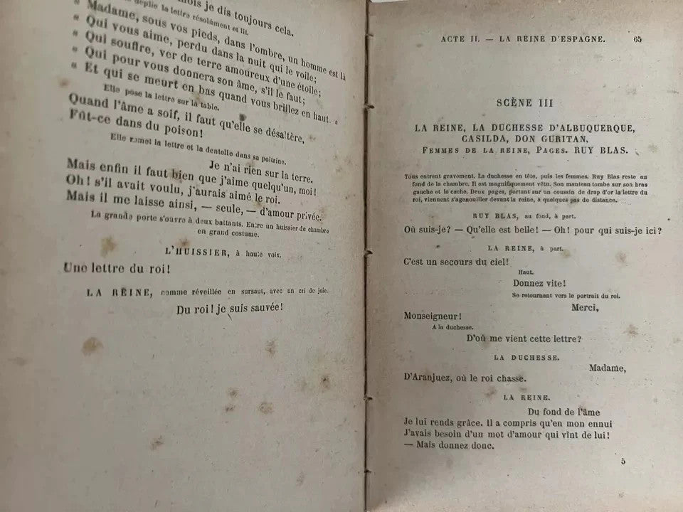 VICTOR HUGO RUY BLAS PARIS J. HETZEL 1880 TEATRO