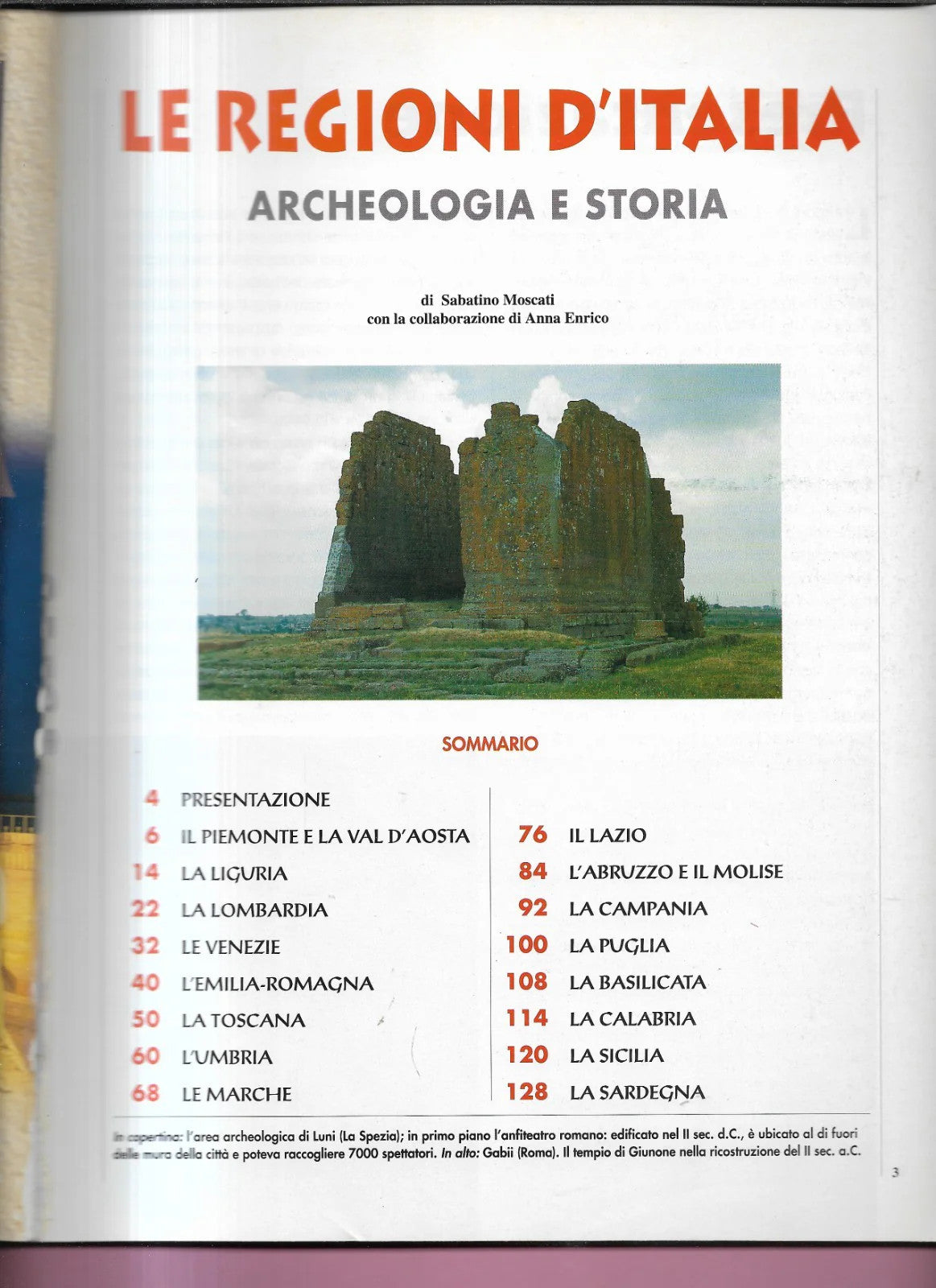 LE REGIONI D'ITALIA ARCHEOLOGIA E STORIA SABATINO MOSCATI ARCHEO MONOGRAFIE 199