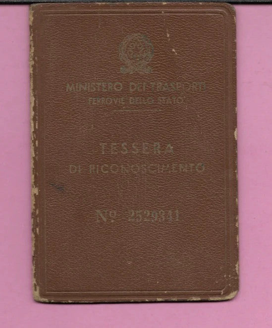1951 TESSERA DI RICONOSCIMENTO FERROVIE DELLO STATO MINISTERO TRASPORTI BAMBINA