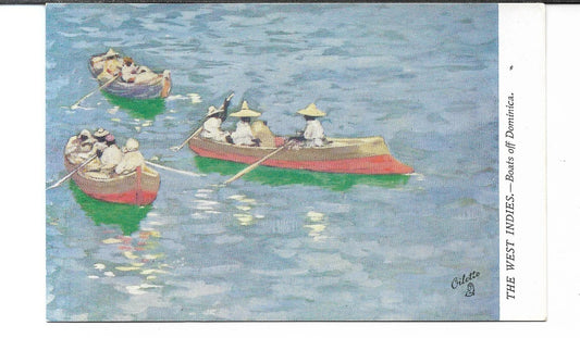 TUCK'S POST CARD THE WEST INDIES BOATS OF DOMINICA ILLUSTRATED BY A.S. FORREST
