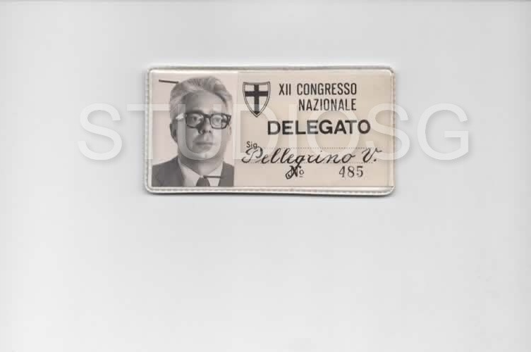 DEMOCRAZIA CRISTIANA XII CONGRESSO NAZIONALE TEESERINO CON FOTO DELEGATO 1973