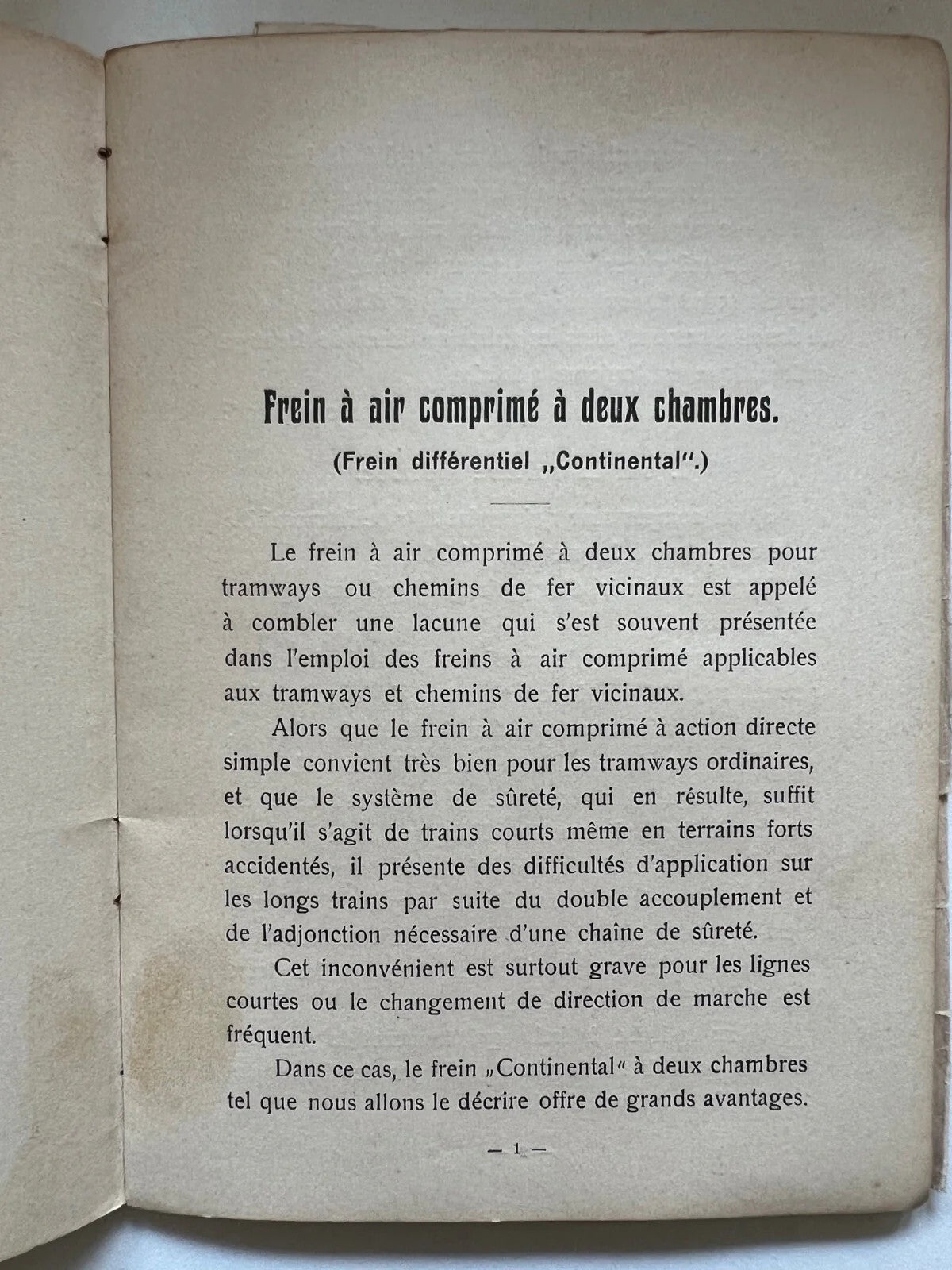 1910 FERROVIE TRENI SISTEMA FRENANTE AD ARIA COMPRESSA Continentale Bremsen-Gmb