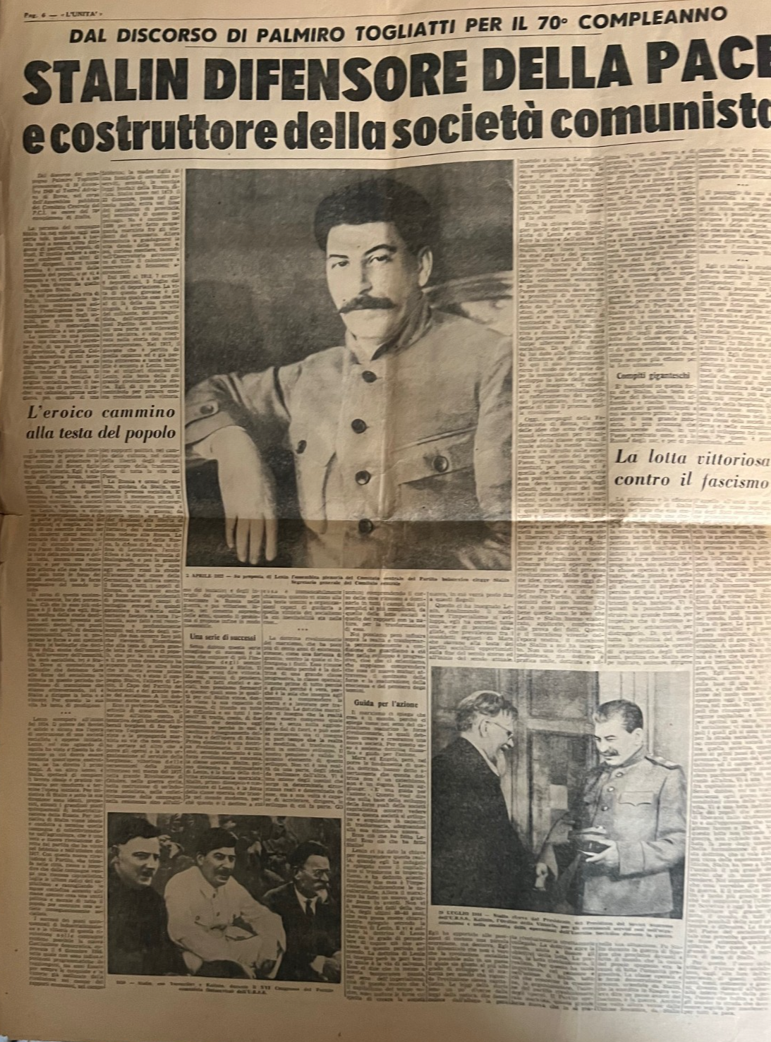 L'UNITA' STALIN E' MORTO VENERDI 6 MARZO 1953 COMPLETO COMUNISMO URSS BOLSCEVISM
