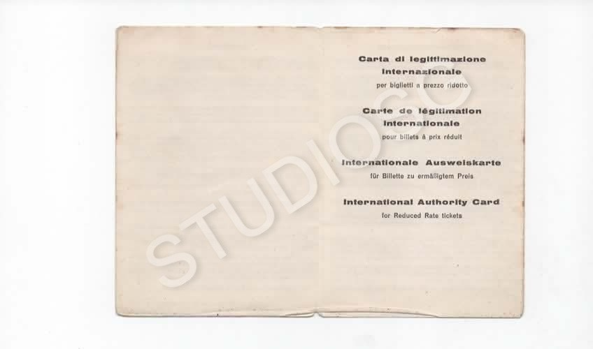 FERROVIE ITALIANE TESSERA 1965 CARTA DI LEGGITTIMAZIONE INTERNAZIONALE BOLLINI