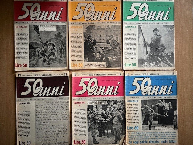 RARO LOTTO 6 RIVISTE 50 ANNI, ILLUSTRATO, GUERRA, D'ANNUNZIO, BATTISTI, MARCONI
