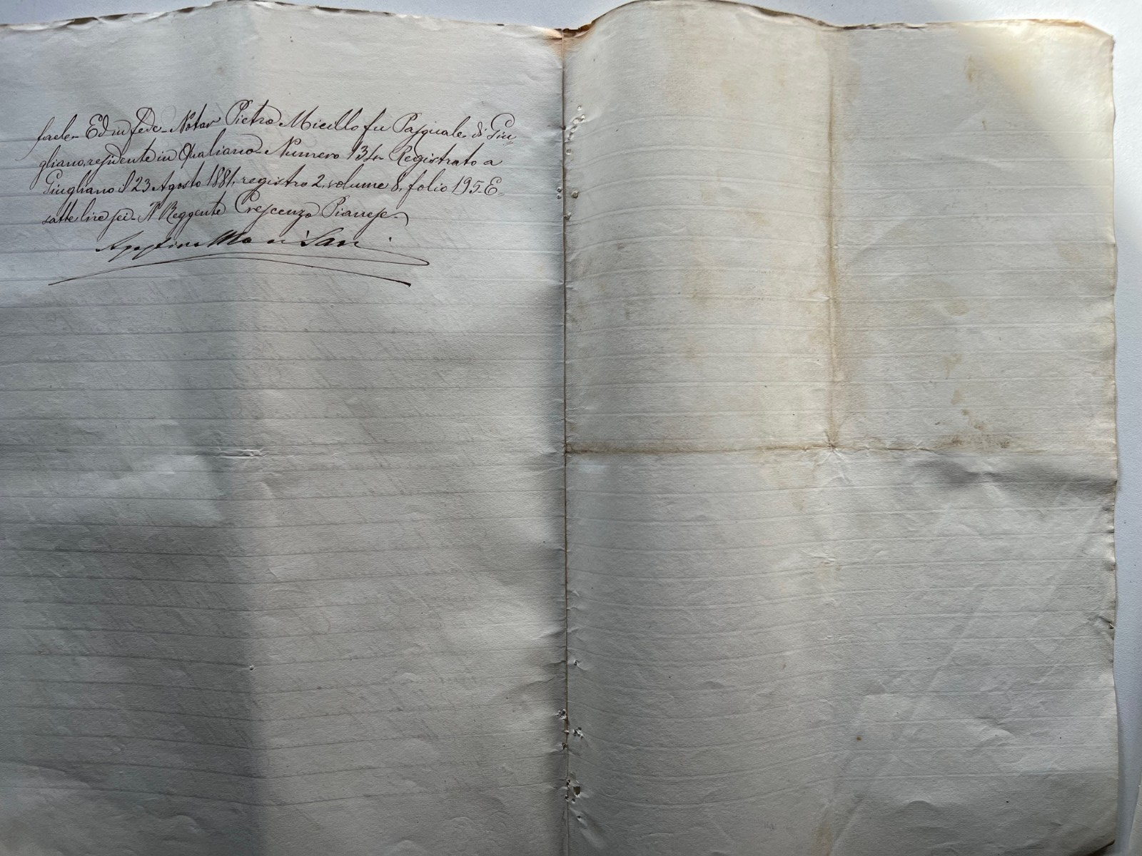 Banco di Napoli Fede di credito 1881 , 2 Manoscritti Giugliano