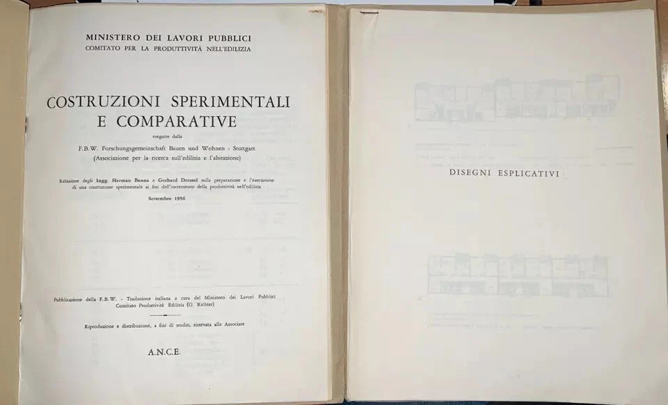 INGEGNERIA COSTRUZIONI SPERIMENTALI E COMPARATIVE 1956 MINISTERO LAVORI PUBBLICI