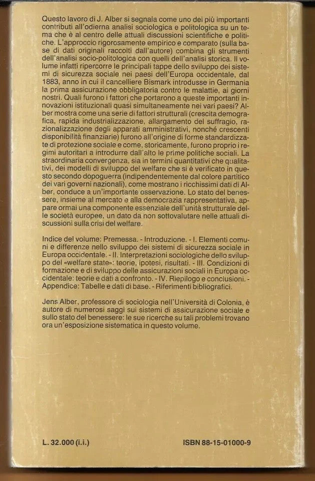 DALLA CARITA' ALLO STATO SOCIALE JENS ALBER IL MULINO 1987 ECONOMIA SOCIOLOGIA