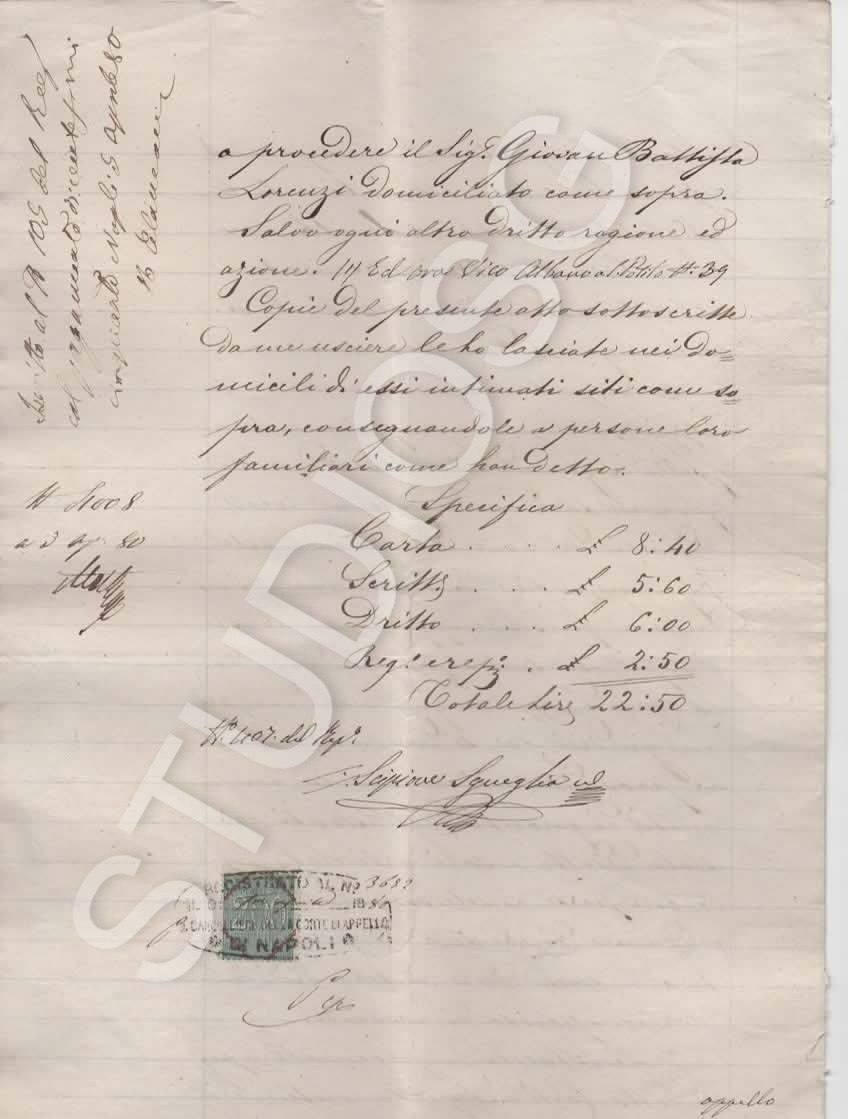 MANOSCRITTO 1880 PENELOPE CAROLINA SMITH MOGLIE C. BORBONE PRINCIPESSA DI CAPUA