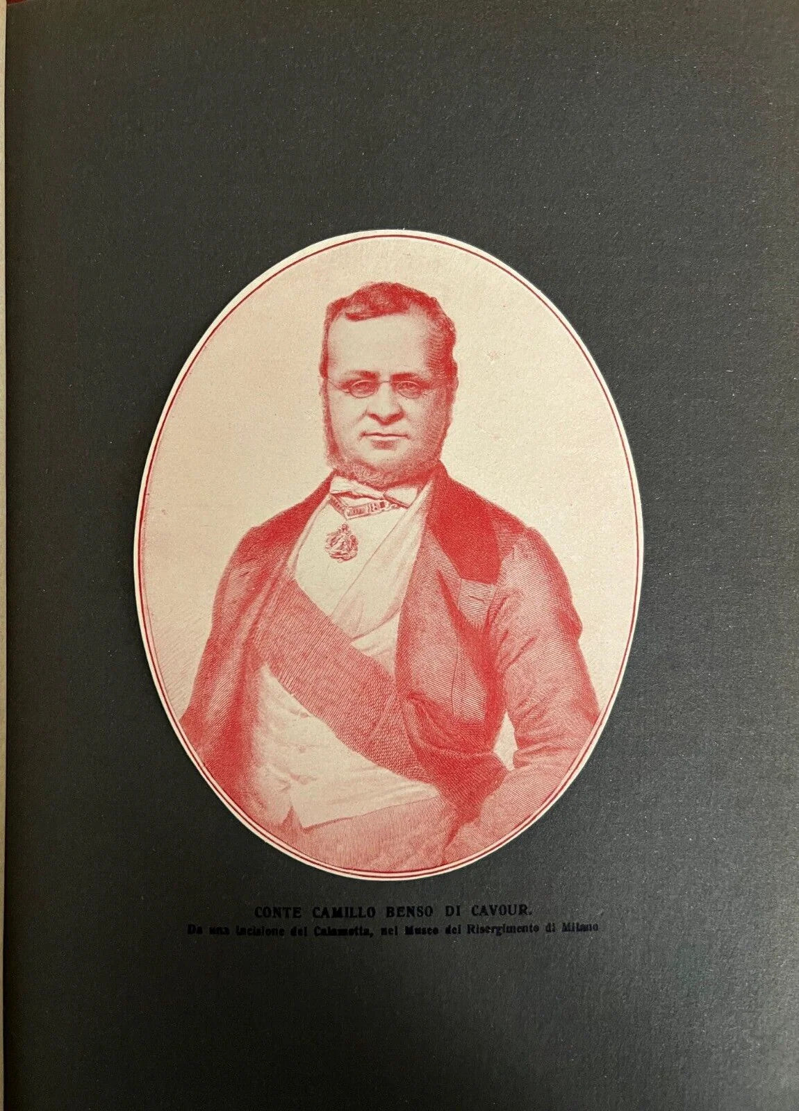 CAMILLO BENSO CONTE DI CAVOUR STAMPA PRIMI '900 CM 28,5 X 20
