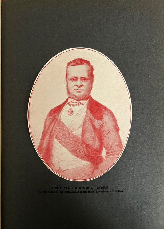 CAMILLO BENSO CONTE DI CAVOUR STAMPA PRIMI '900 CM 28,5 X 20