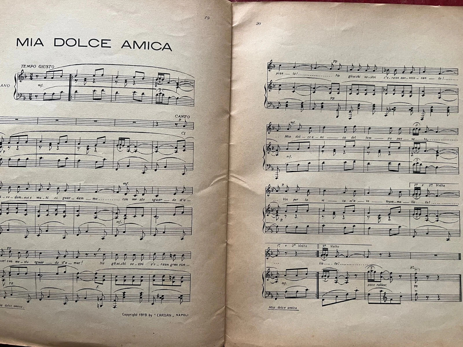NAPOLI 1920 PER CANTARE VERSI PROSA MUSICA, E.A. MARIO - E. NICOLARDI SPARTITI