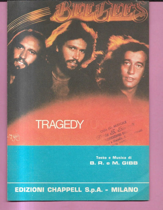 SPARTITO BEE GEES TRAGEDY CANTO MANDOLINO FISARMONICA 1979 CHAPPELL MILANO