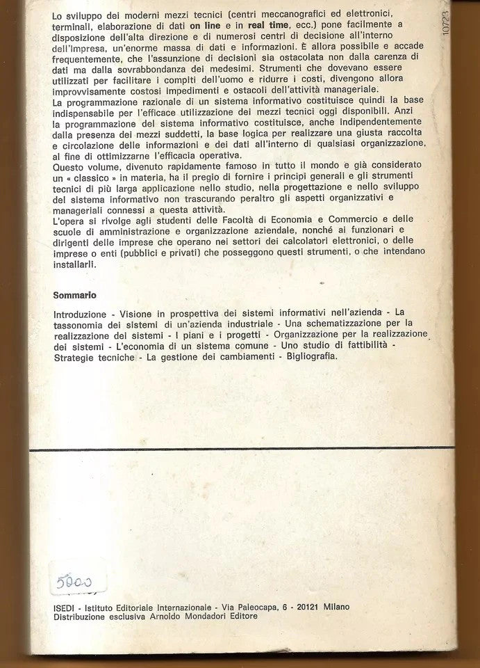 IL SISTEMA INFORMATIVO S.C. BLUMENTHAL ISEDI 1973 ECONOMIA E DIREZIONE AZIENDALE