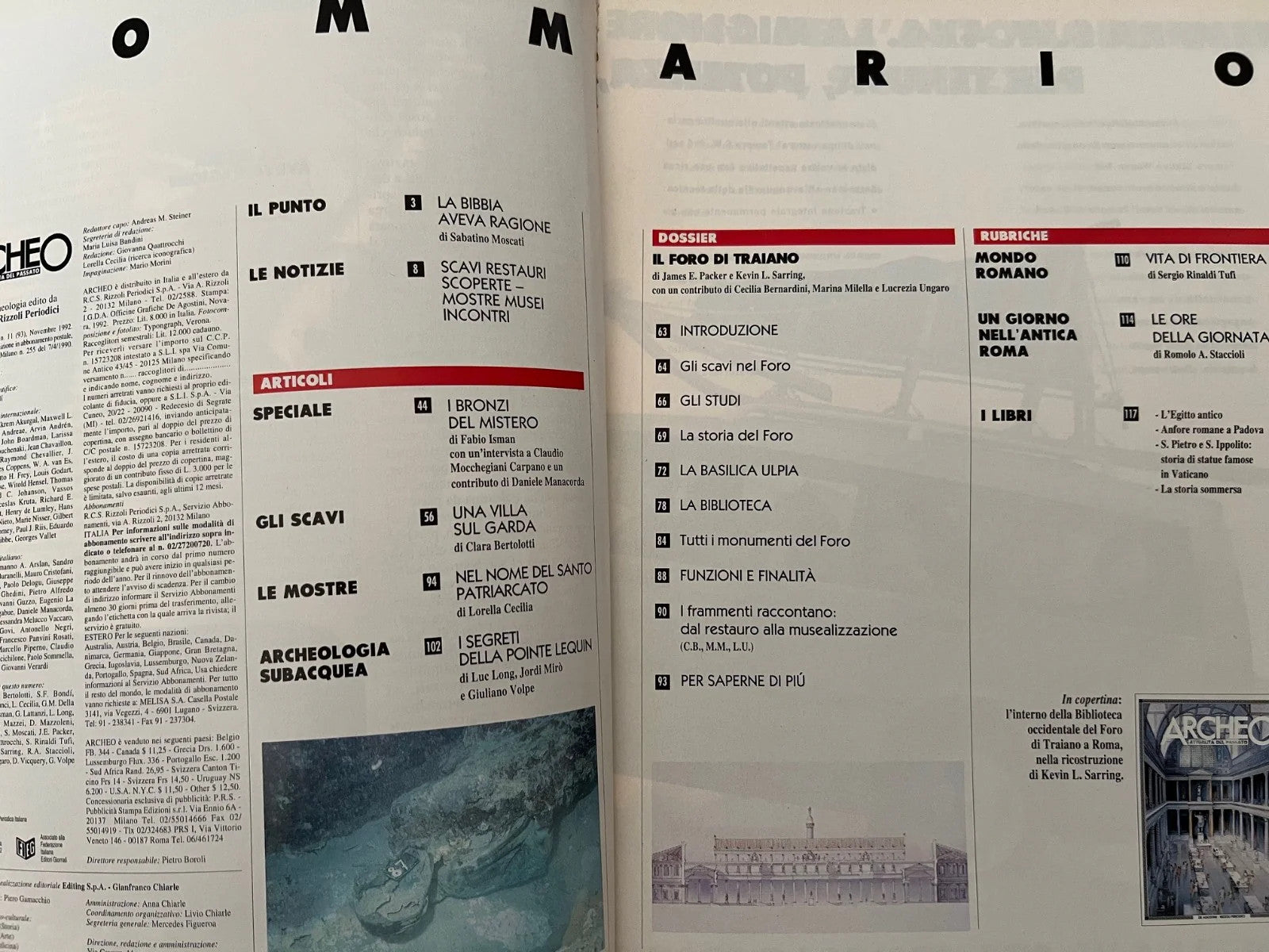 FORO DI TRAIANO TESORO PRIAMO ARCHEO ANNO VII NUMERO 11 ( 93 ) DE AGOSTINI 1992